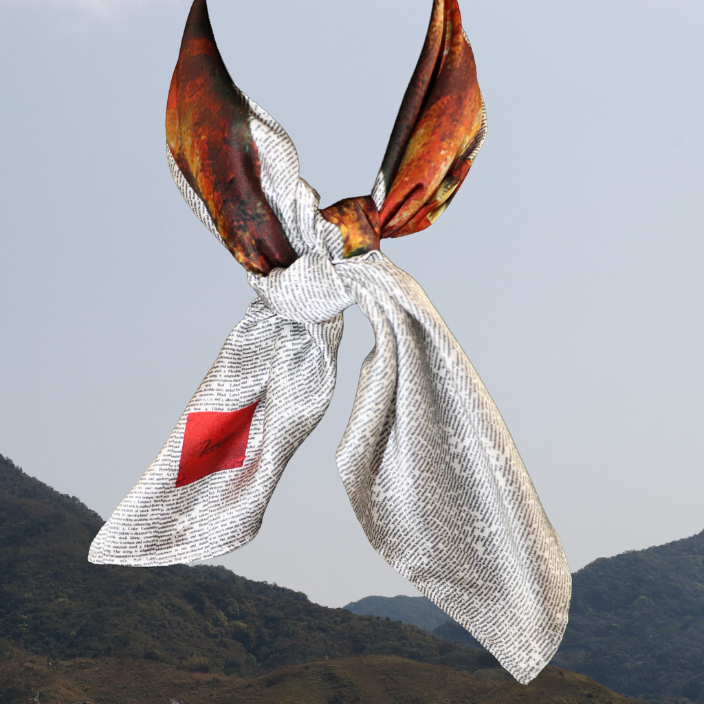 V.Stitch POWER-OF-TEXT Silk Satin Scarf