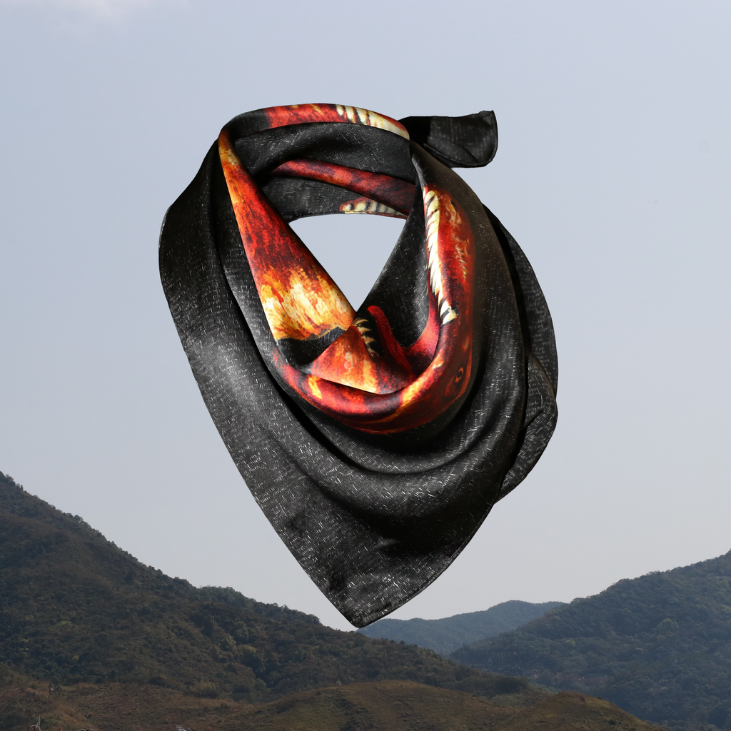 V.Stitch POWER-OF-TEXT Silk Satin Scarf