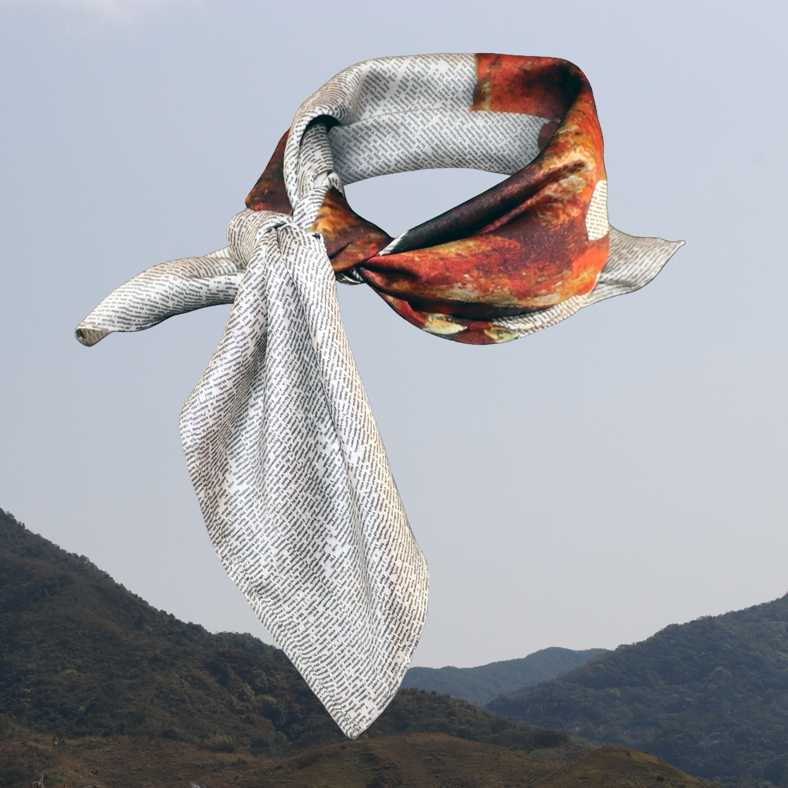 V.Stitch POWER-OF-TEXT Silk Satin Scarf