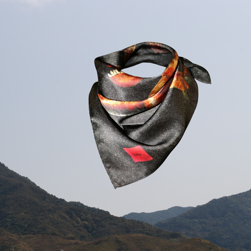 V.Stitch POWER-OF-TEXT Silk Satin Scarf