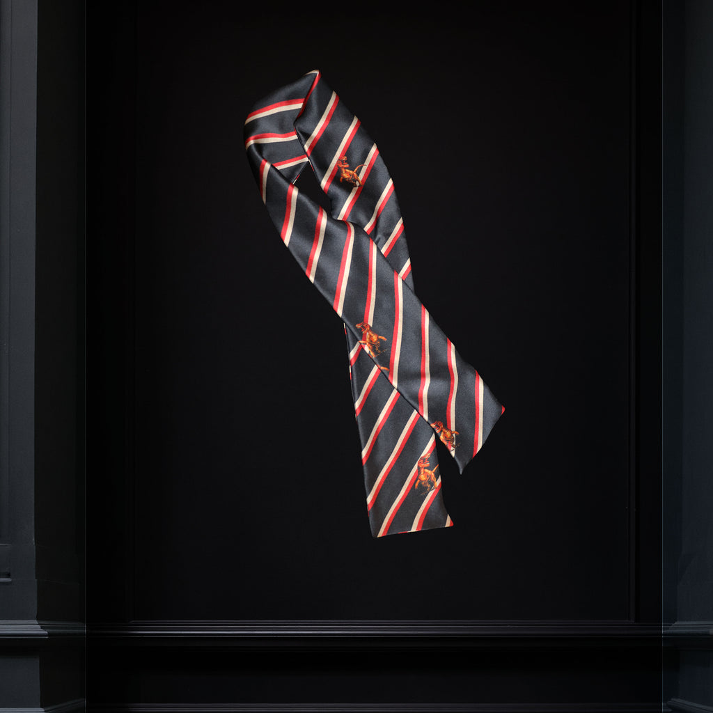 V.Stitch POWER-OF-STRIPE Silk Satin Tie Scarf